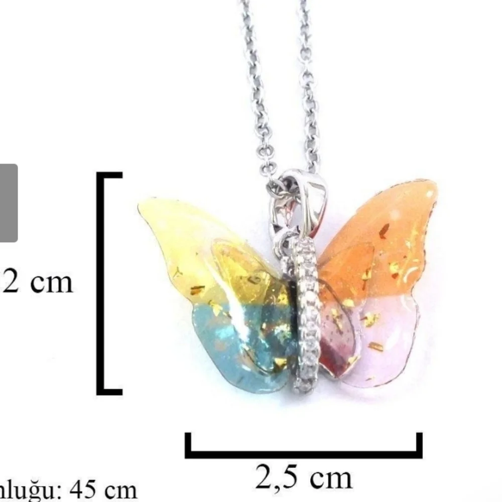 NWT Rainbow Butterfly Necklace Stainless Steel 16
